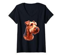 Womens Irish Terrier Dog Portrait V-Neck T-Shirt