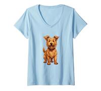 Womens Irish Terrier Portrait - Dog Lovers and Owners V-Neck T-Shirt