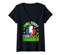 Women's Irish Today French Tomorrow St. Patrick's Day Shamrocks V-Neck T-Shirt