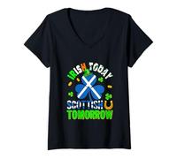 Women's Irish Today Scottish Tomorrow St. Patrick's Day Shamrocks V-Neck T-Shirt