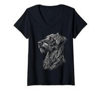 Womens Irish Wolfhound Dog Graphic Pet Illustration Irish Wolfhound V-Neck T-Shirt