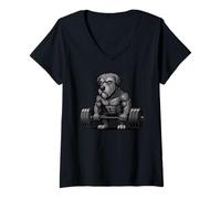 Womens Irish Wolfhound Weightlifting Bodybuilder Workout Gym Dog V-Neck T-Shirt