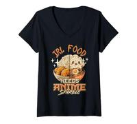 Womens IRL Food Needs Anime Sparkle Funny Anime Food Kawaii Meme V-Neck T-Shirt