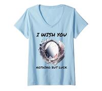 Womens Ironic I Wish You Nothing But Bad Luck Broken Mirror V-Neck T-Shirt