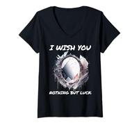 Womens Ironic I Wish You Nothing But Bad Luck Broken Mirror V-Neck T-Shirt