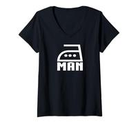Womens Ironing Man - Domestic Superhero V-Neck T-Shirt
