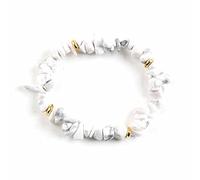 Women's Irregular Natural Gemstone Quartz Bracelet Nuggets Amazonite Pink Crystal Stretch Chips Beads Bracelets for Women,Howlite