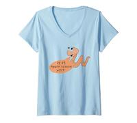 Womens is It Apple Season Yet? Funny Worm Apple Farm Farmer Harvest V-Neck T-Shirt