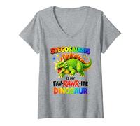 Women's is My Fav-RAWR-ITE Dinosaur Stegosaurus V-Neck T-Shirt