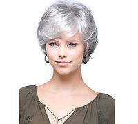 Women's is Suitable for Daily Gatherings to wear Silver-White Oblique Bangs Pixie Cut Short Wigs Heat-Resistant Synthetic Comfortable Breathable Short Curly Wigs (Silver White 10in)