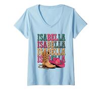 Womens Isabella Western Cowgirl Country Personalized Birthday V-Neck T-Shirt