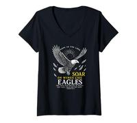 Womens Isaiah 40:31 Christian Faith Inspirational Eagle Scripture V-Neck T-Shirt