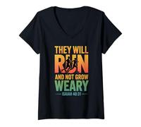 Womens Isaiah 40:31 - They Will Run & not Grow Weary V-Neck T-Shirt