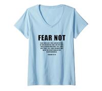 Womens Isaiah 41:10 Fear Not Bible Promise of Protection & Blessing V-Neck T-Shirt