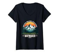 Womens Isaiah 42:16 God Miracle Worker Promise Keeper Waymaker V-Neck T-Shirt