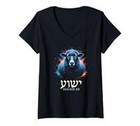 Womens Isaiah 53 Lamb Yeshua Jesus V-Neck T-Shirt