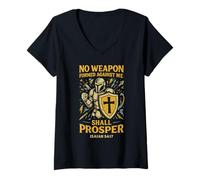 Womens Isaiah 54:17 Armor of God - No Weapon Formed Against Me V-Neck T-Shirt