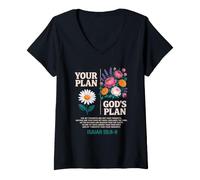 Women's Isaiah 55 8 9 Bible Verse God Plan Christ Religious Floral V-Neck T-Shirt
