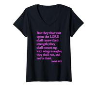 Women's Isaiah Wait Upon The Lord Shall Renew Their Strength Prayer V-Neck T-Shirt