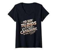 Womens Isaías 41:13 Spanish Bible Verse - “Yo Soy Tu Dios No Temas” V-Neck T-Shirt