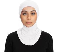 Women's Islamic Full Cover Turban Headwear Neck Chest Cover Bonnet Hat Hijab Cap Under Scarf Ninja (White)