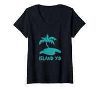 Womens Island Yid Shaloha Jewish Islands Jews Kosher Travel Shalom V-Neck T-Shirt