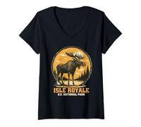 Womens Isle Royale National Park Travel Souvenir Hiking V-Neck T-Shirt