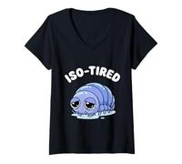 Women's Iso-Tired Isopod Funny Roly Poly Pill Bug Humor V-Neck T-Shirt