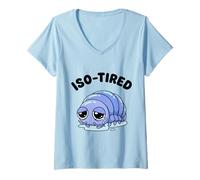 Women's Iso-Tired Isopod Funny Roly Poly Pill Bug Humor V-Neck T-Shirt