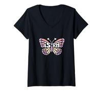 Women's ISRA Butterfly - Personalized Cute Name Word Art V-Neck T-Shirt