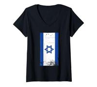 Womens Israel Flag Patriotic Zionism Jewish Pride V-Neck T-Shirt