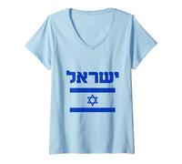 Womens Israel Flag Proud Country of Israel Lover Hebrew Men Women V-Neck T-Shirt