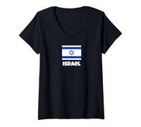 Womens Israel Flag Star of David Nation Pride Souvenir V-Neck T-Shirt