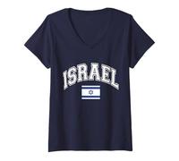 Womens Israel Israeli Flag Jewish Graphic V-Neck T-Shirt
