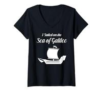 Womens Israel Spiritual Sea of Galilee Christianity Jewish Israeli V-Neck T-Shirt