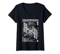 Women's ISS International Space Station Spaceflight Science Diagram V-Neck T-Shirt