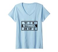 Womens Istanbul Coordinates Turkey Vacation Travel Türkiye Istanbul V-Neck T-Shirt