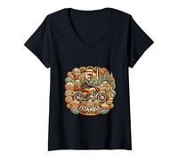 Womens Istanbul Motorcycle Travel Turkish Landmark Adventure Rider V-Neck T-Shirt