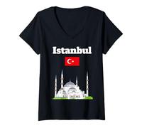 Womens Istanbul Trip Souvenir Turkey Holiday Turkish Flag V-Neck T-Shirt