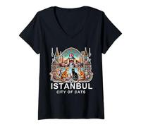 Womens Istanbul, Turkey - City of Cats II - in Turkish White V-Neck T-Shirt