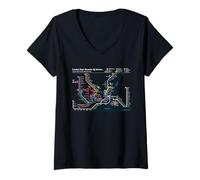 Women's Istanbul Turkey Train Railway - Souvenir Route Diagram Map V-Neck T-Shirt