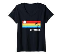 Womens Istanbul Vintage Design Türkiye Vacation Istanbul V-Neck T-Shirt