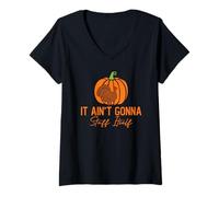 Womens It Ain't Gonna Stuff Itself Pumpkin Turkey Thanksgiving V-Neck T-Shirt