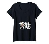 Women's It Aint Gonna Suck Itself Funny Drinking Saying V-Neck T-Shirt