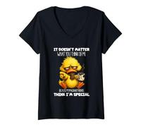 Women's It Does Not Matter What You Think Imaginary Friends Duck V-Neck T-Shirt