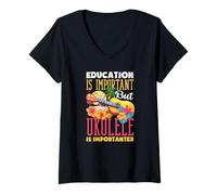 Women's It is A Good Day to Play Ukulele Hawaiian Musician V-Neck T-Shirt