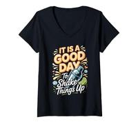 Women's It is a Good Day to Shake Things Up Cocktails Mixology V-Neck T-Shirt