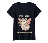 Womens It is I Your Fairy God Possum Opossum Meme Funny Graphic V-Neck T-Shirt