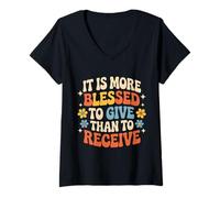 Women's It is More Blessed to Give Than to Receive - V-Neck T-Shirt