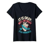 Women's It is Okay Not to Be Okay PTSD Awareness V-Neck T-Shirt